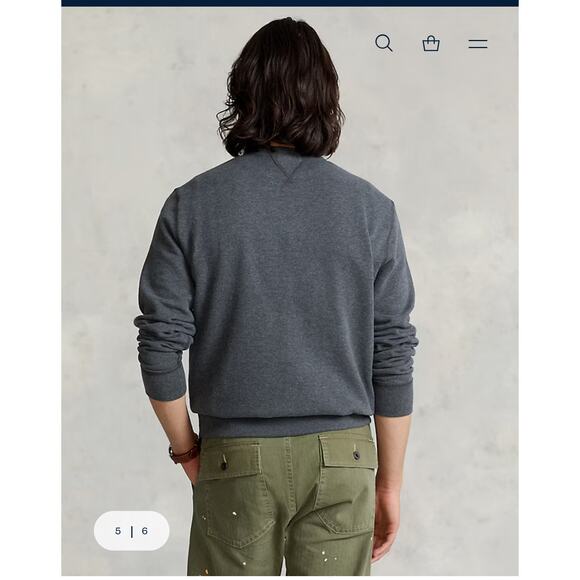 Polo Ralph Lauren Fleece Crewneck Sweatshirt Pony Logo Gray Mens Size XXL - Picture 5 of 9